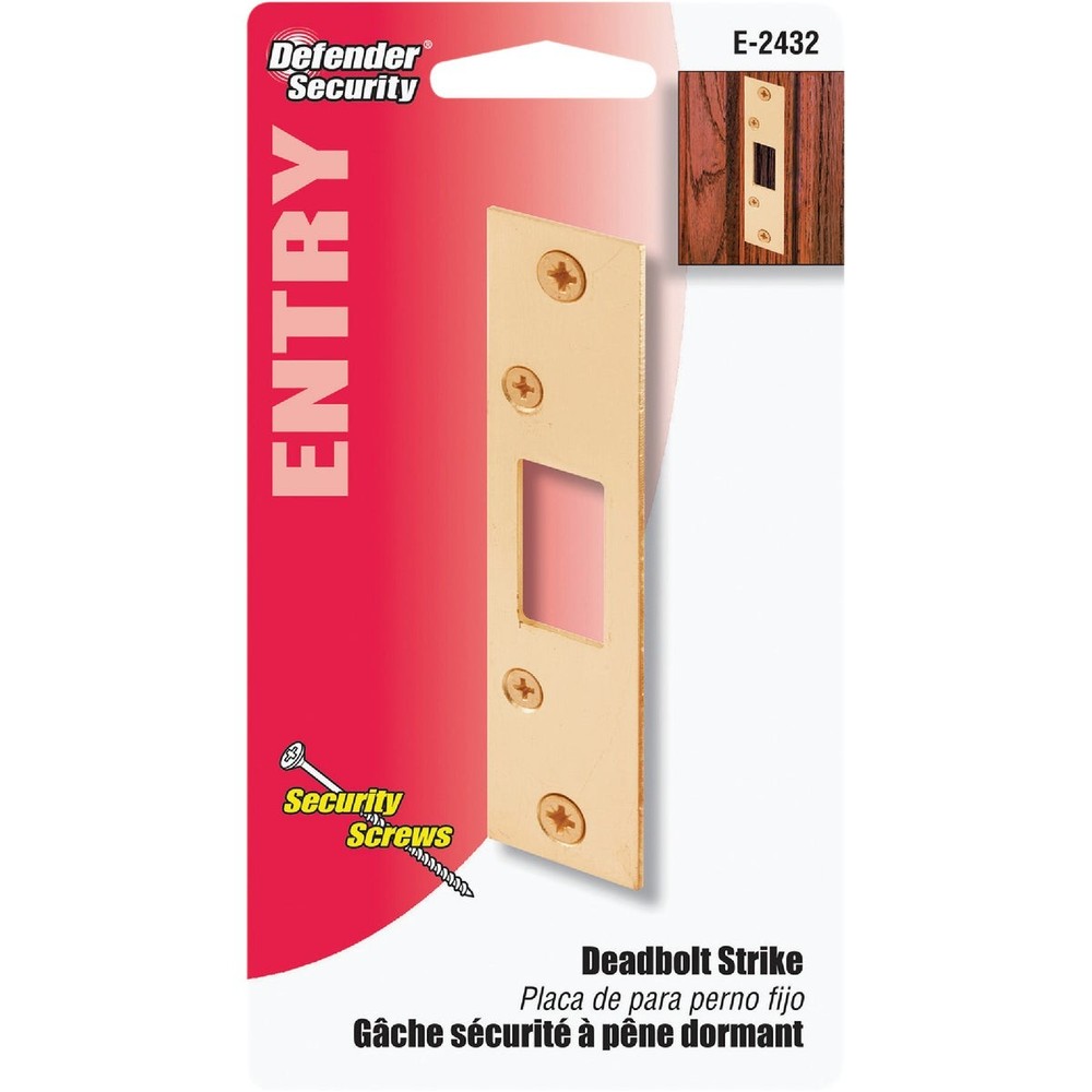 Defender Security Brass 1-1/4 In. Security Strike Plate E 2432 PRIME-LINE