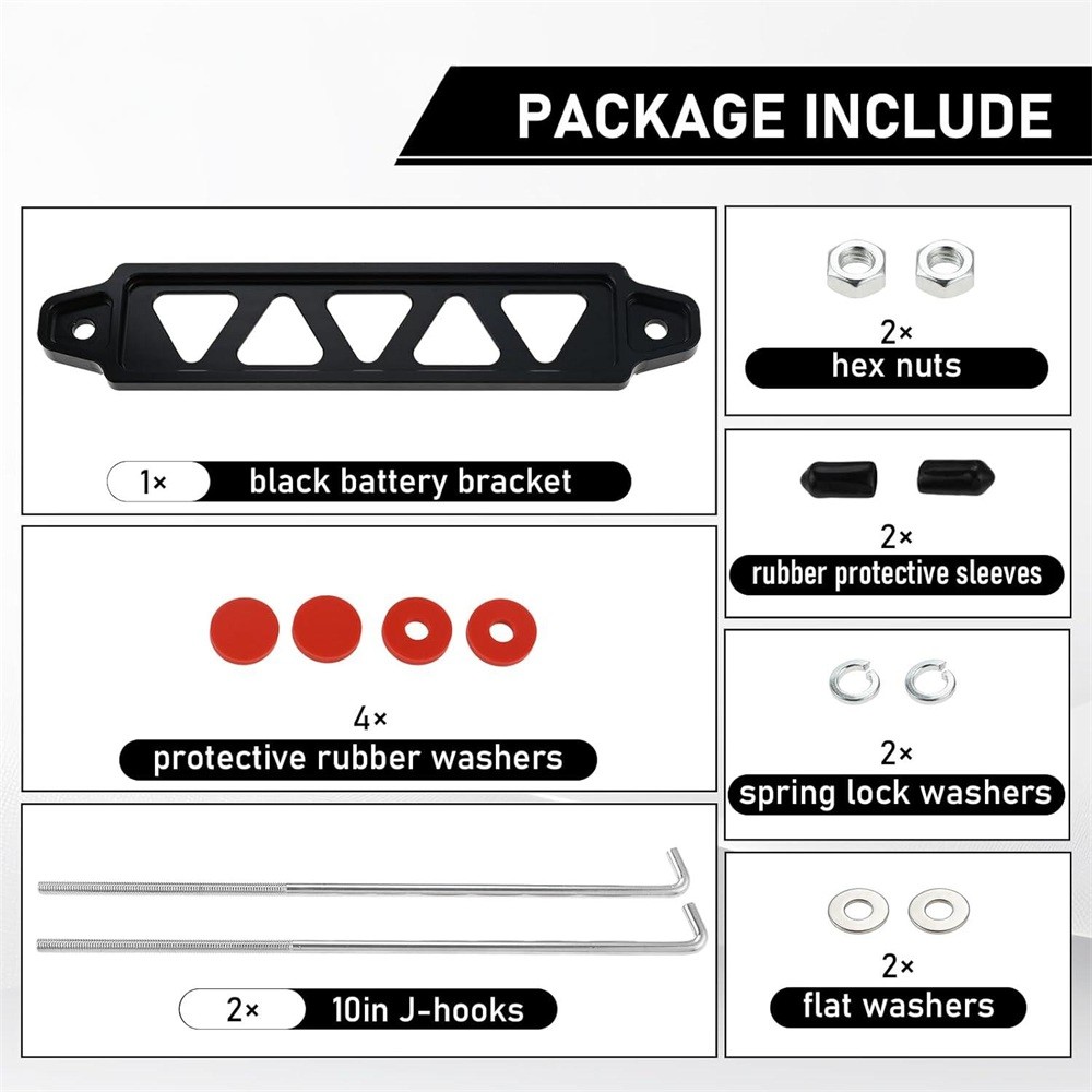 Battery Hold Down Bracket Black Tie Down Mount Bracket Universal Battery Tray
