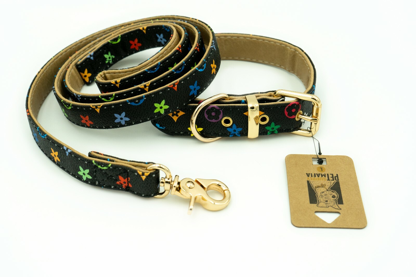 Luxury Leather Designer Dog Collar In XS, S, M, L, XL (Optional Leash Available)