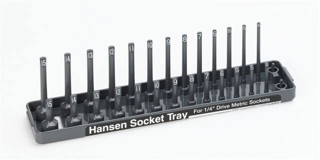 Hansen Global 1/4" Drive Metric MM Regular & Deep Socket Tray Organizer USA