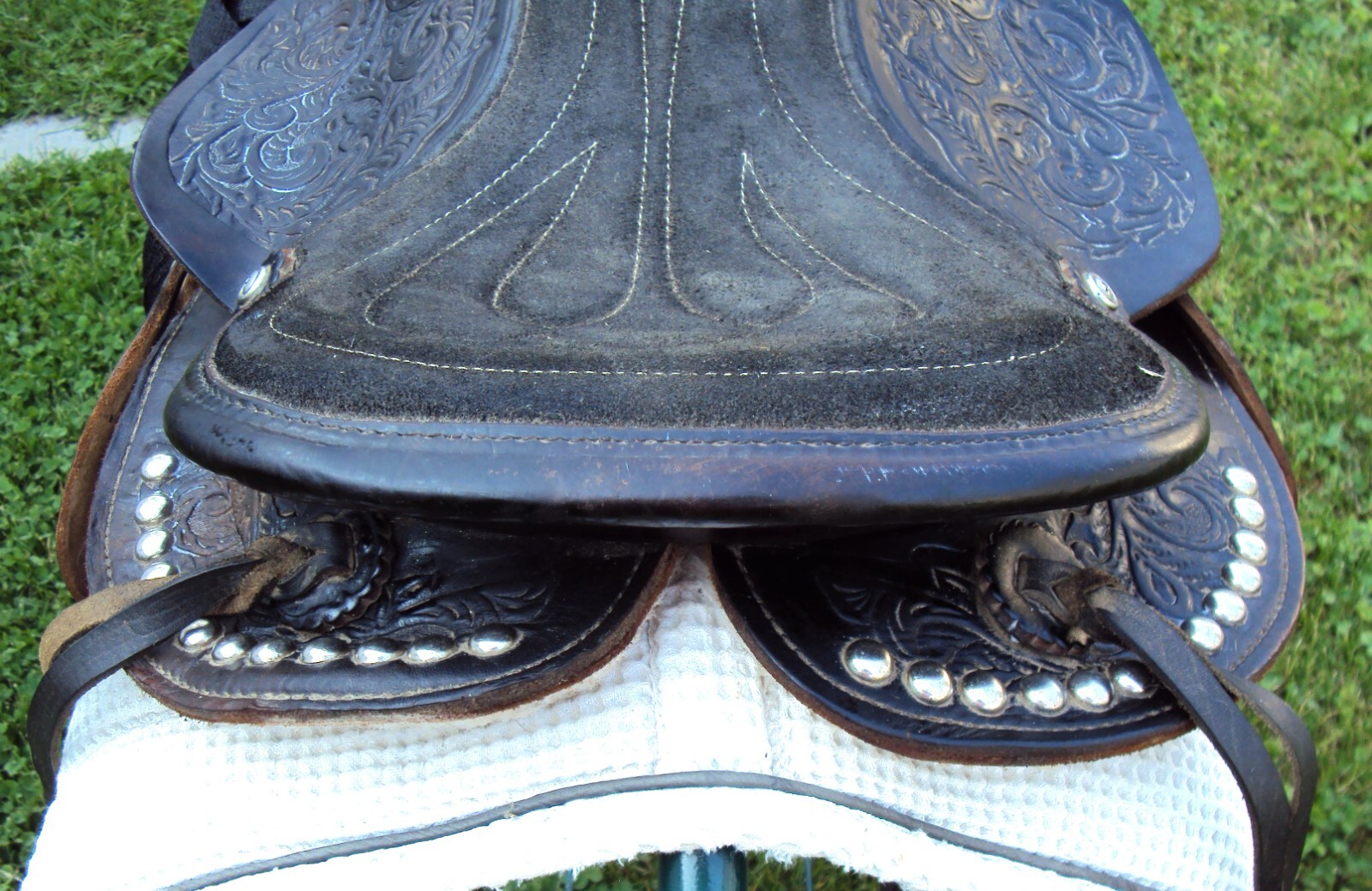 THE AMERICAN Childs Show Saddle- 12" - SILVER/Padded Seat -Tooled Design- GREAT!