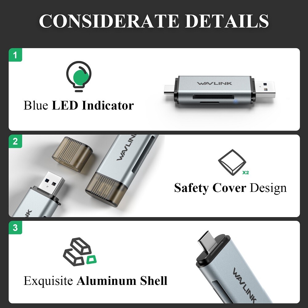 Micro USB OTG to USB A/C Adapter SD/Micro SD Card Reader With Standard USB Male