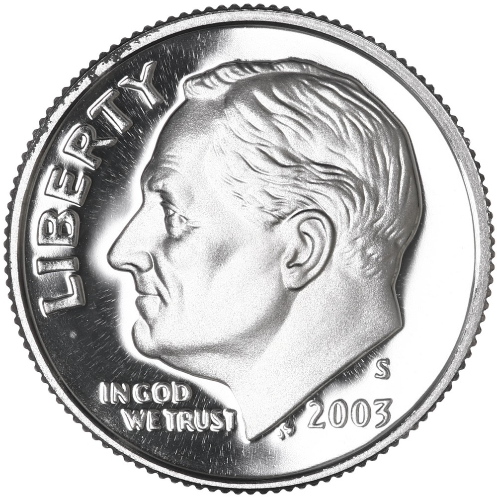 2003 S Roosevelt Dime Gem DCam Proof CN-Clad