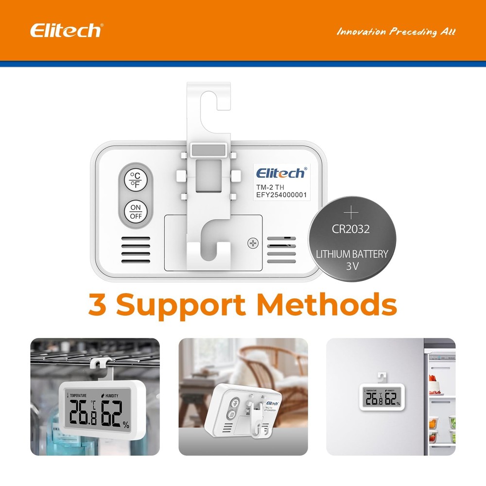 Elitech Large Digital Wall Thermometer DR-230 + Fridge Thermometer...