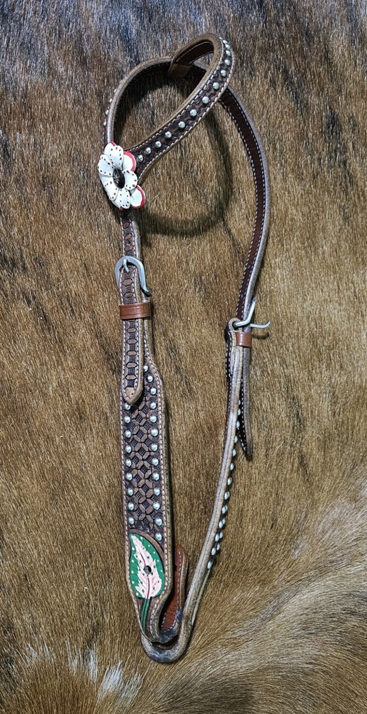Floral One Ear Headstall And Breast Collar Set