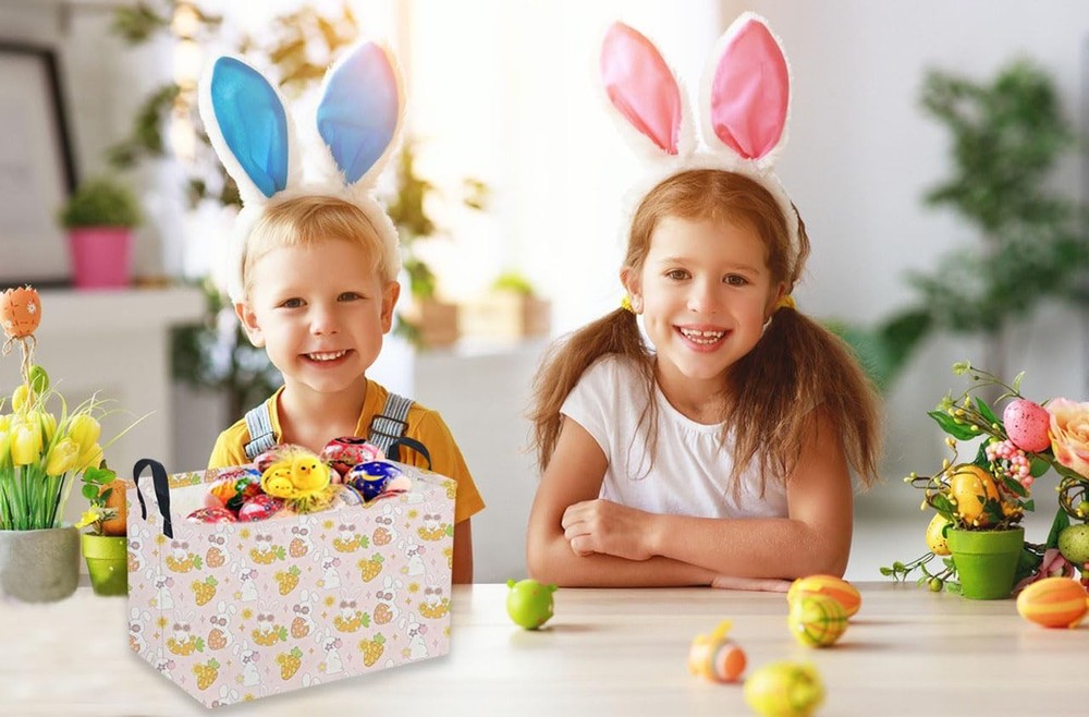 Sanjiaofen Rectangular Easter Baskets, Easket Basket for Kids.Cute Storage Ba...