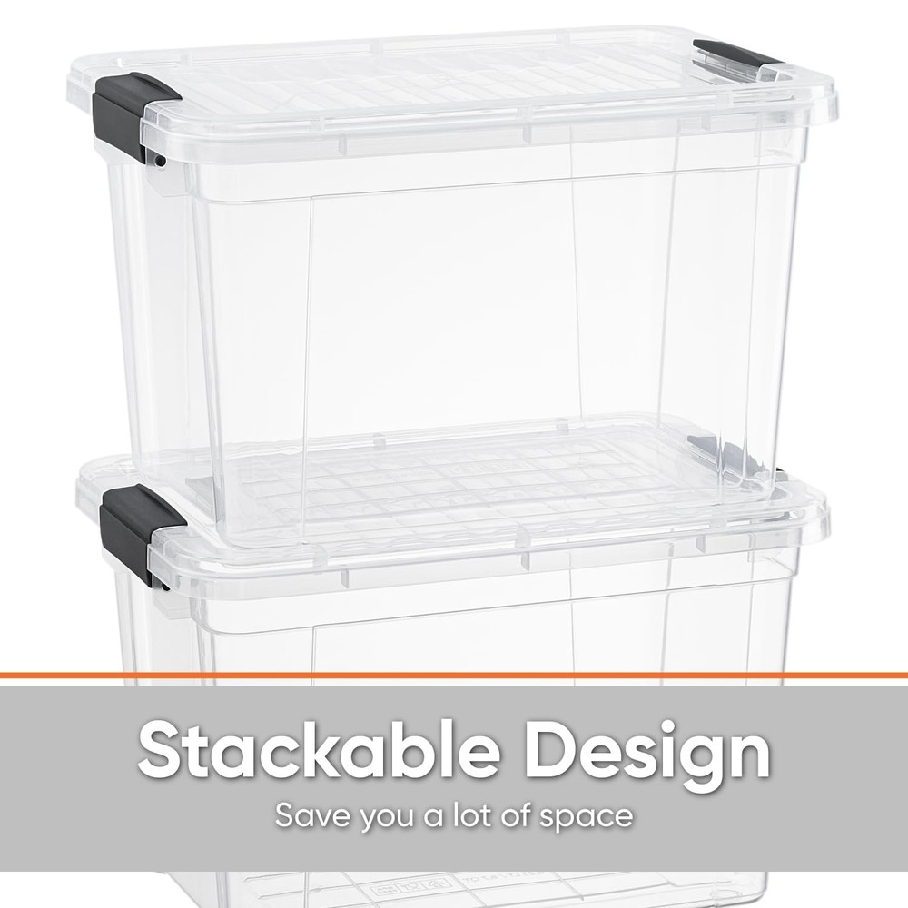 Superio 14.25 Quart Clear Stackable Storage Bin Durable Organizing Container