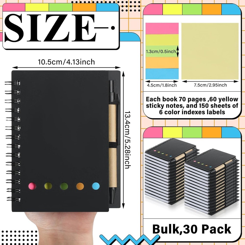 posit Lined Spiral Notebook Small Notepad and Pen Set Steno