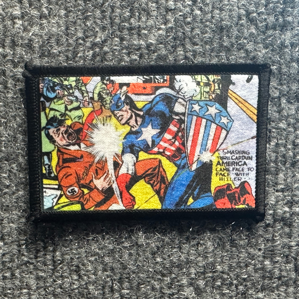 Captain America Morale Patch Hook & Loop Punch Hitler Superhero