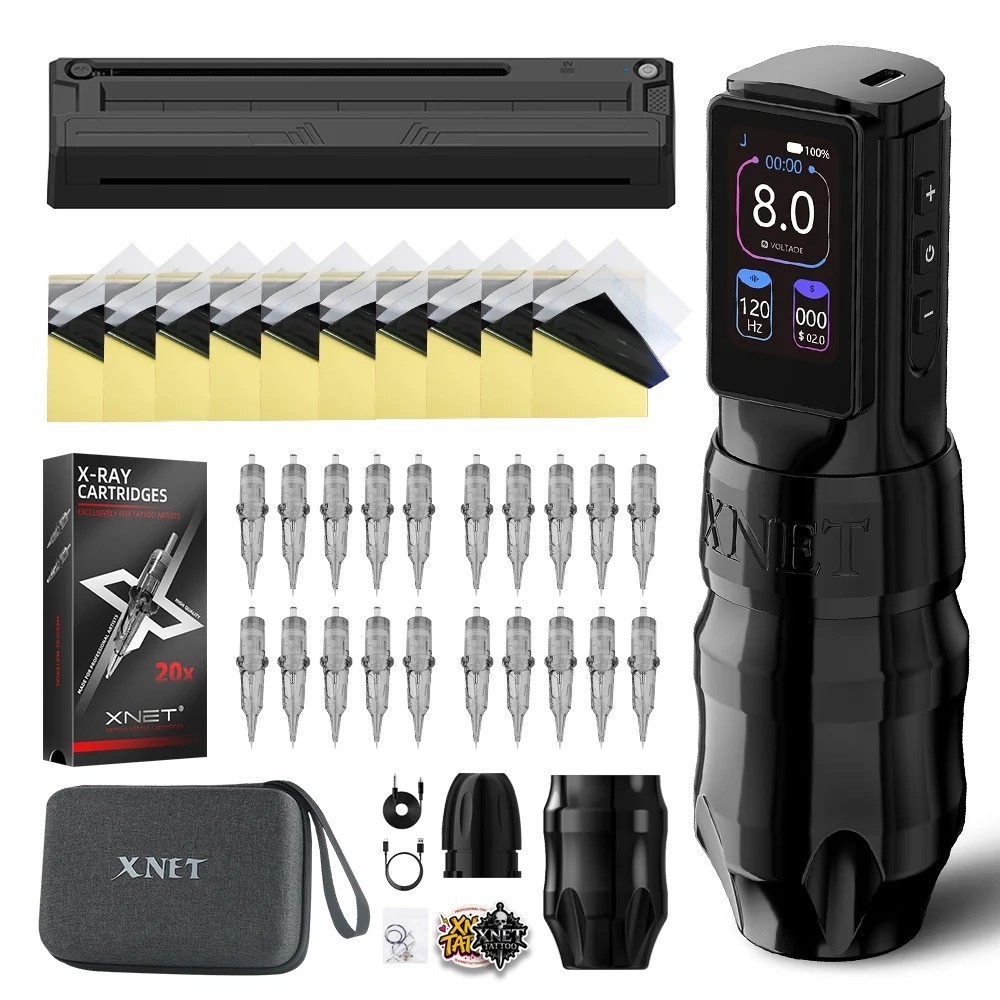 Xnet Titan Max Wireless Tattoo Machine Kit With Tattoo Transfer Printer 4.0mm
