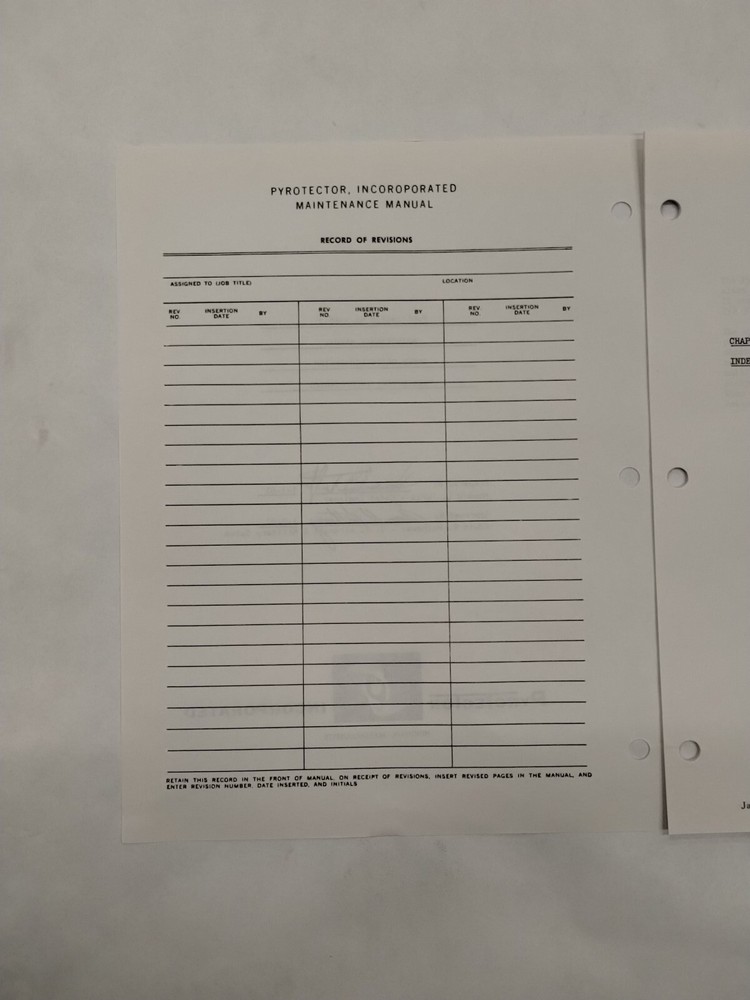 Pyrotector Incorporated Smoke Detection System Maintenance Manual-Original