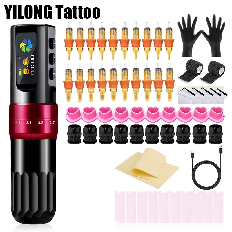 Professional Adjust Stroke Wireless Coreless Motor Tattoo Gun Machine 2000mAh