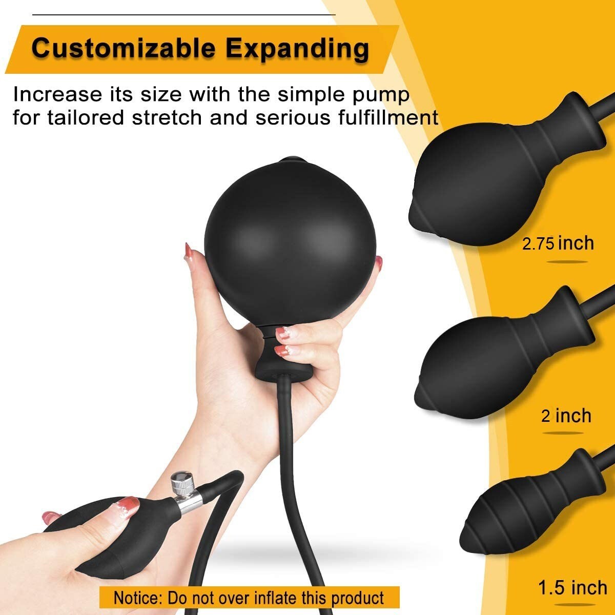 Inflatable Expandable Anal Balloon Butt Plug Dildo With Hand Pump