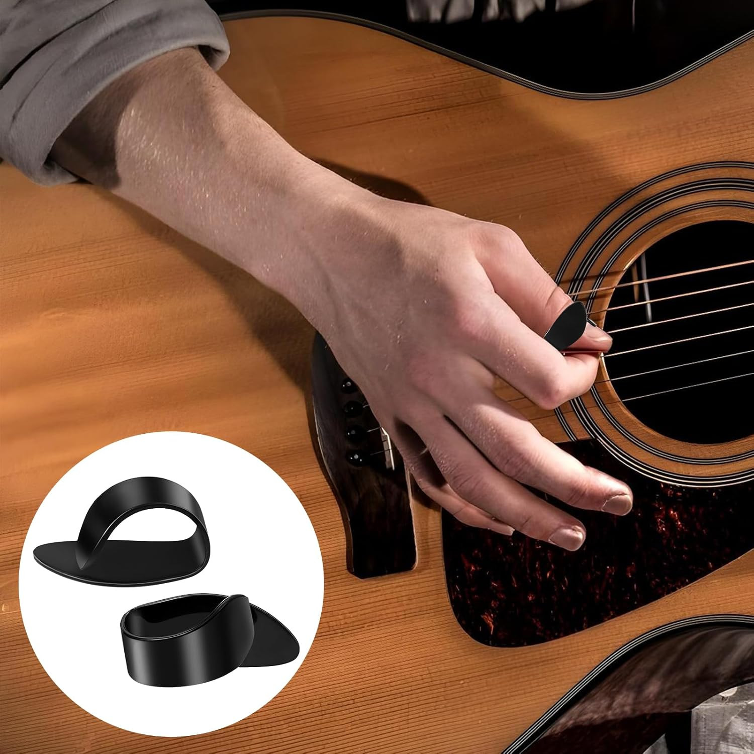 12 Piece Thumb Picks Set, Adjustable Banjo Picks 8 Pcs Stainless Steel Finger &