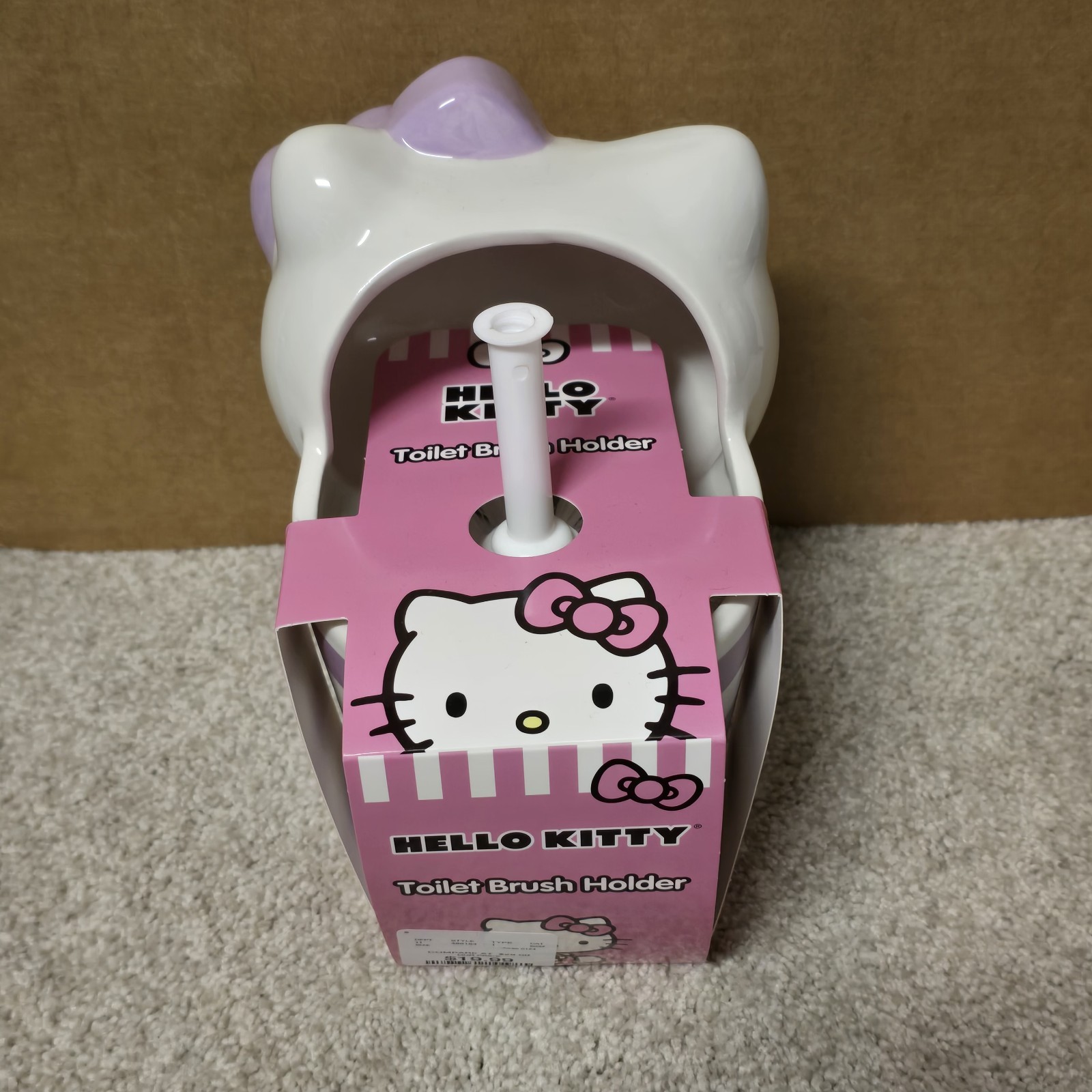 Hello Kitty Lavender Ceramic Toilet Brush & Holder Bathroom Decor NEW