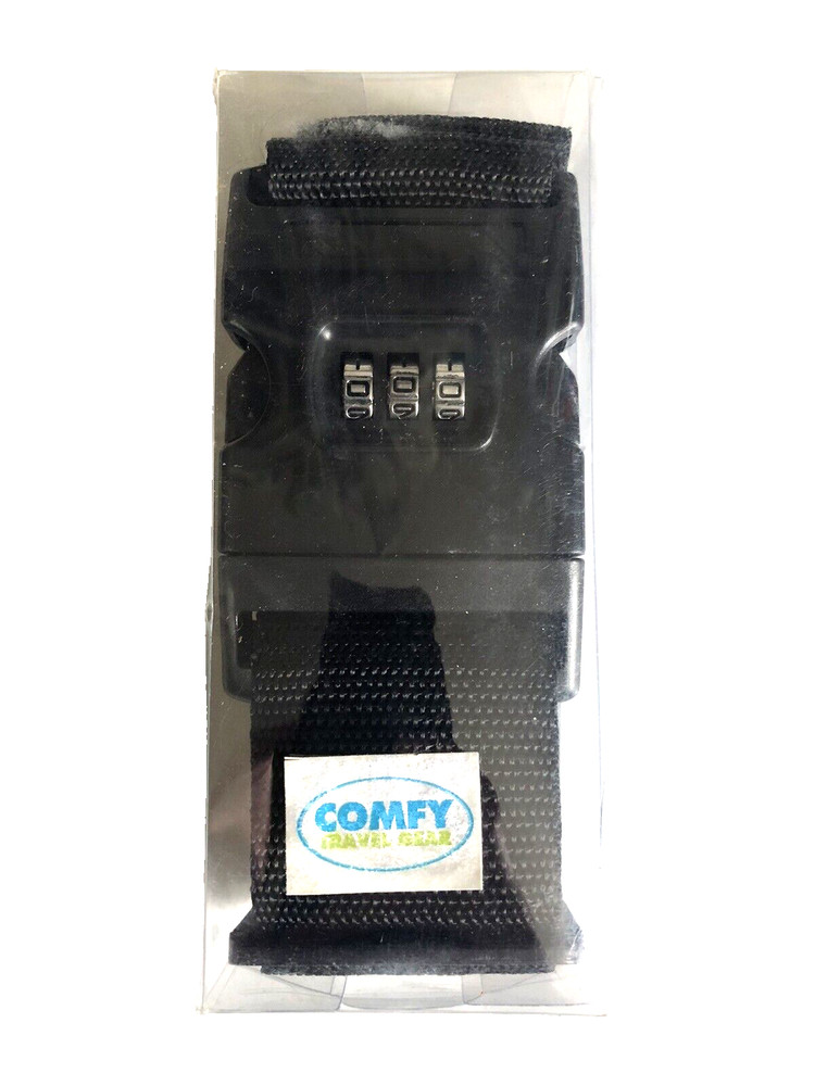 Luggage Strap with Combination Lock Adjustable Black