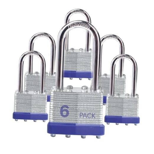 Lock Outdoor Padlocks, Key Lock, Padlocks with Same Key - Laminated 6 Pack Blue