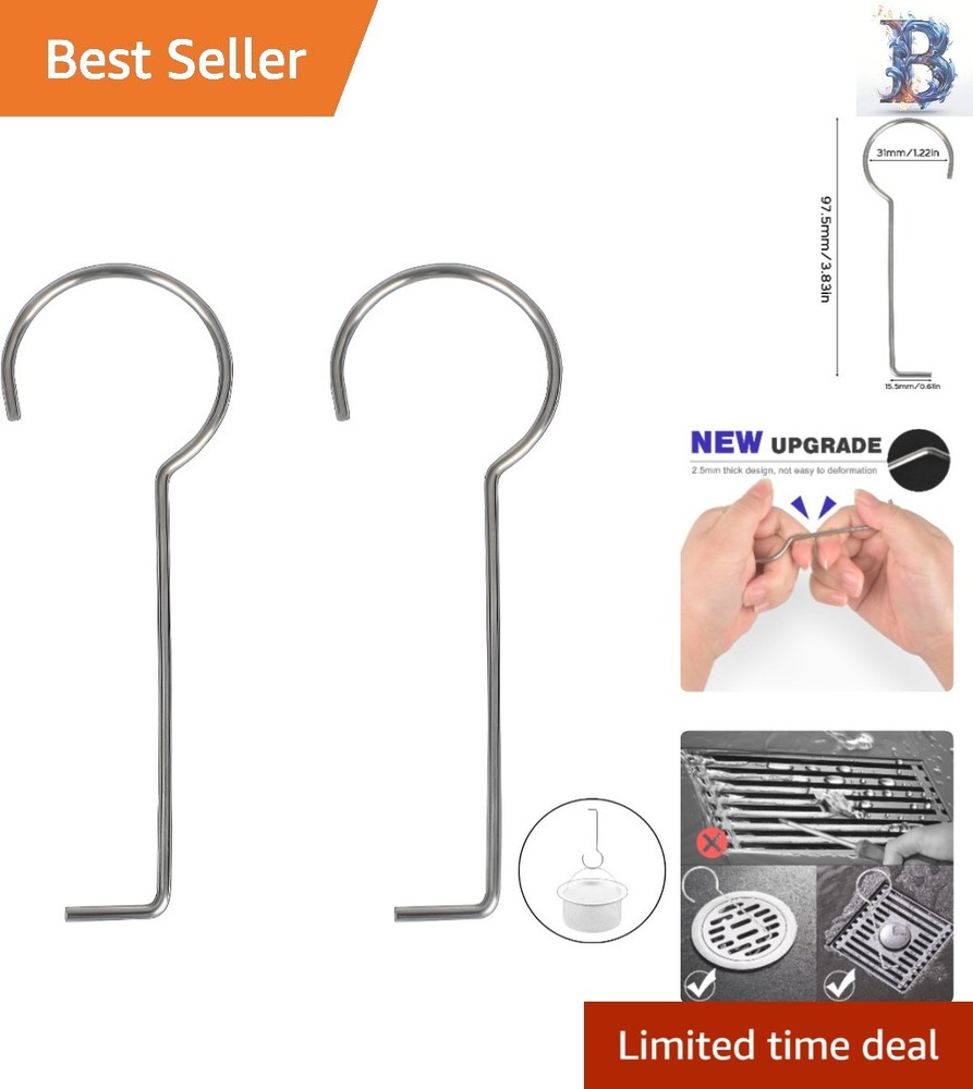 Durable Drain Grate Puller - 2 Pcs Stainless Steel Hooks for Easy Maintenance