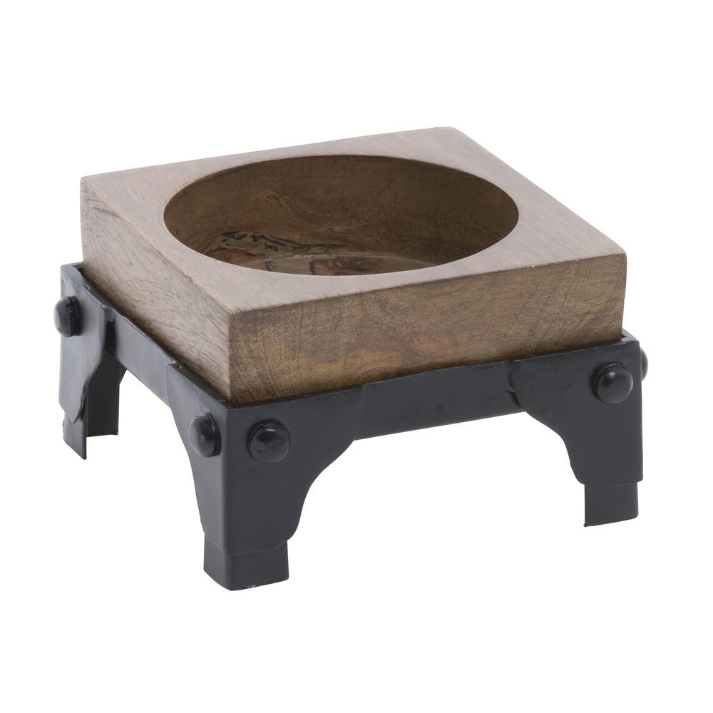 HUBERT® Small Mango Wood & Iron Display Stand