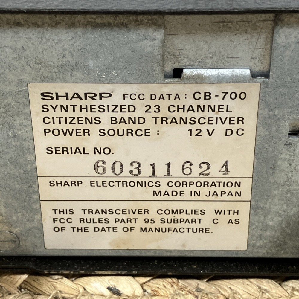 Vintage Sharp CB-700 23 Channel Radio Transceiver Untested