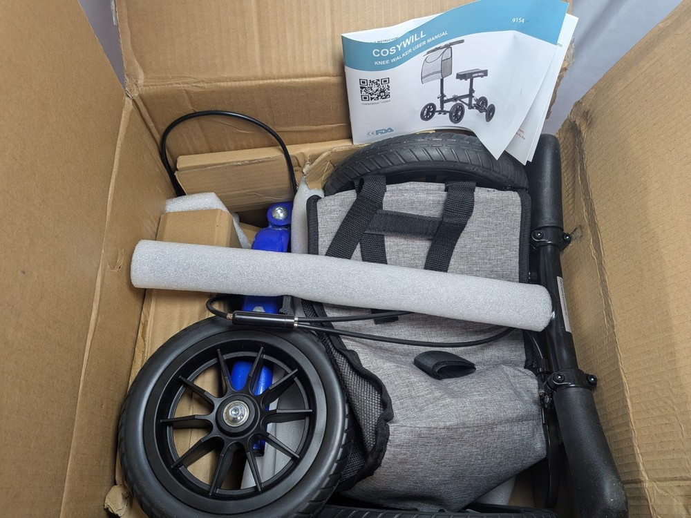 COSYWILL Steerable Knee Scooter Walker Foldable Blue Color