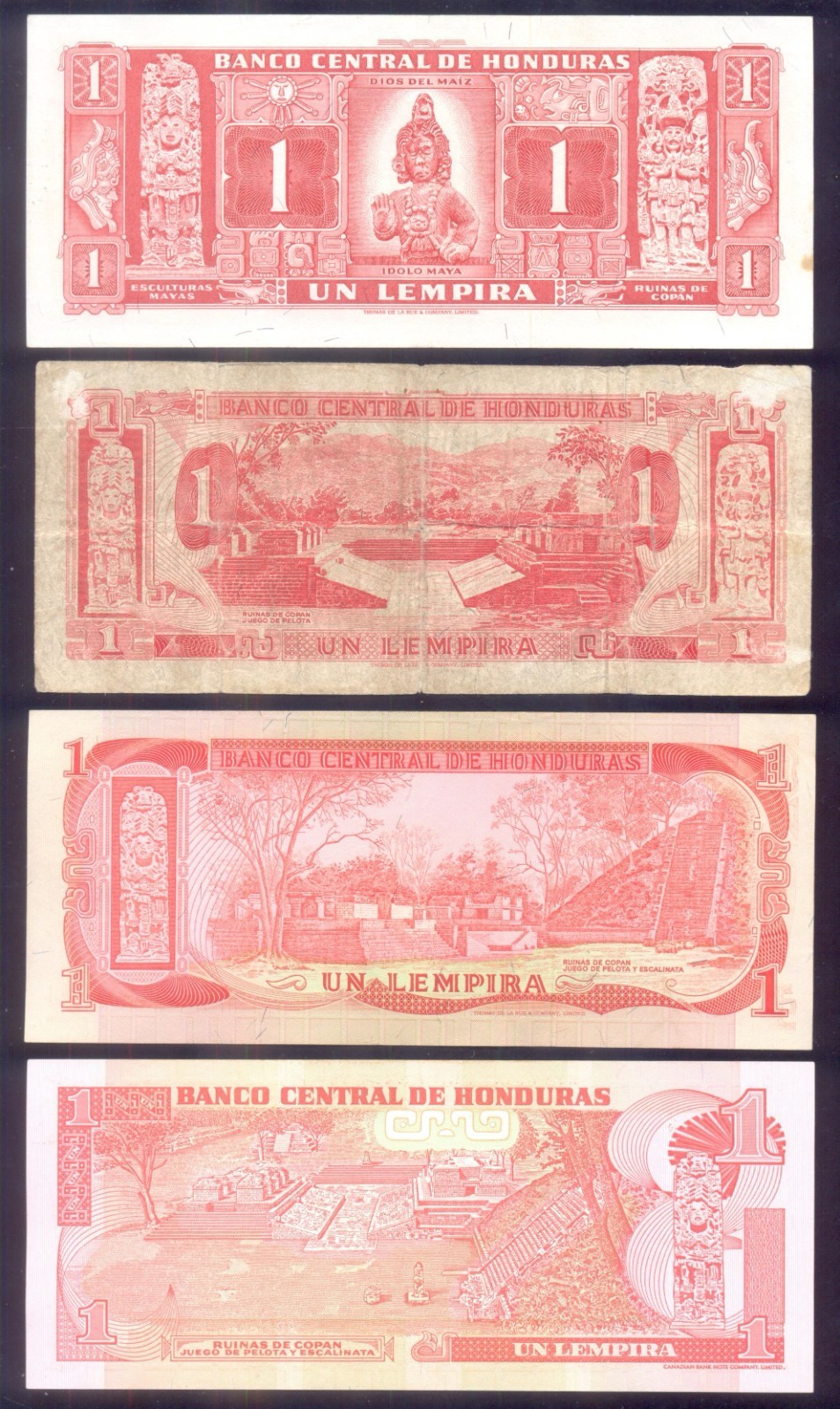 Honduras Set 1 - 100 Lempiras 1965-2008 VG - UNC
