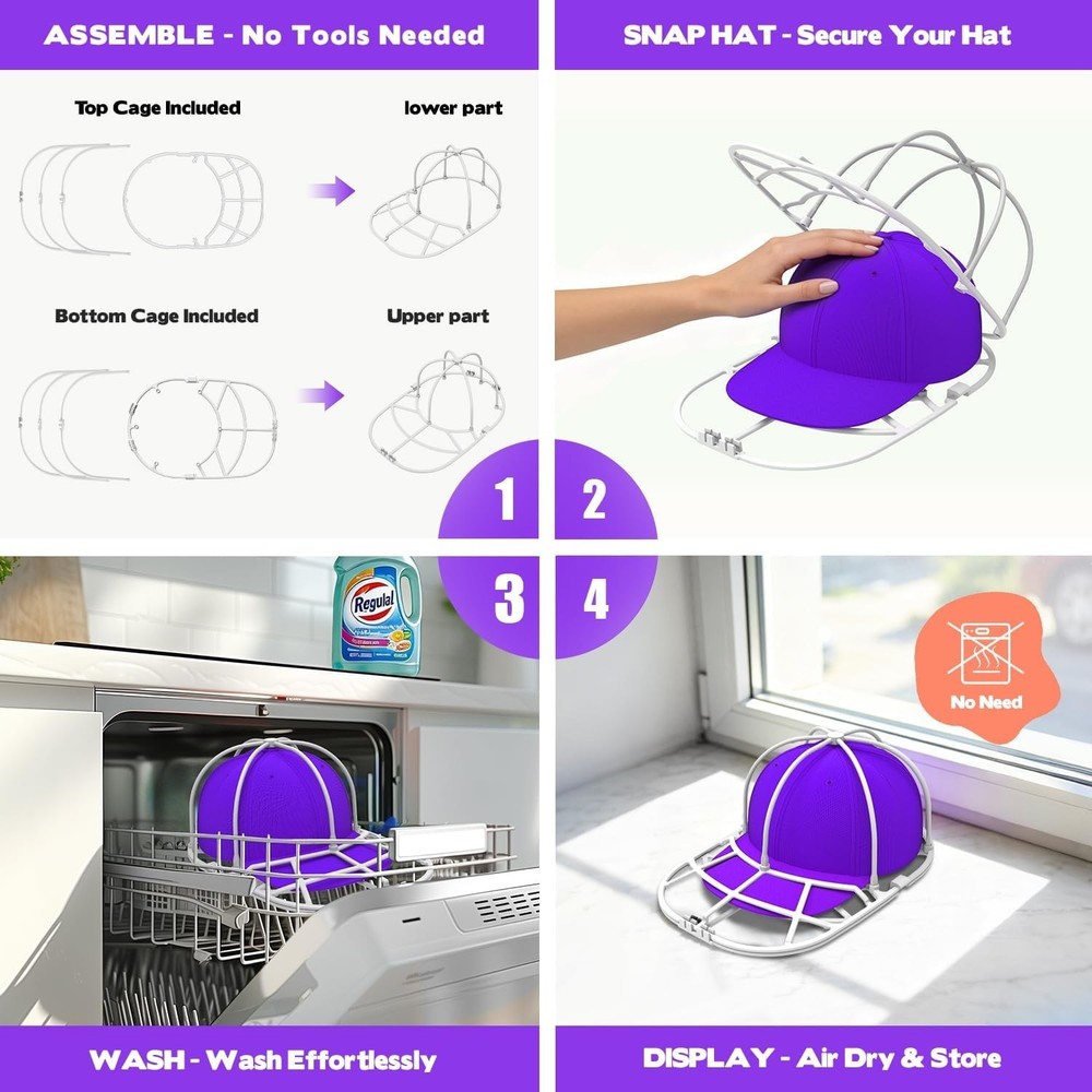 Space-Saving Hat Washer Cage - Ultimate Cleaner & Protector for Cap Care, 1 Pack