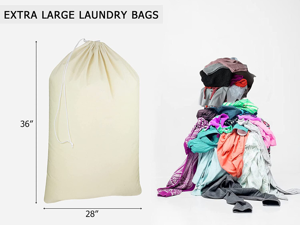 Extra Large Laundry Bags -4 Pack Heavy Duty Durable Cotton Canvas Drawstring Clo