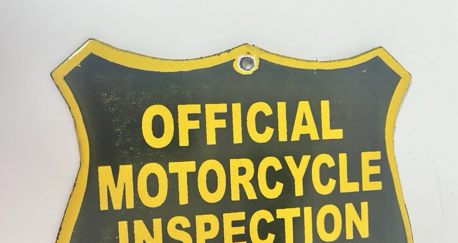 Vintage Official Motorcycle Inspection Station Porcelain Sign ~ Harley Davidson