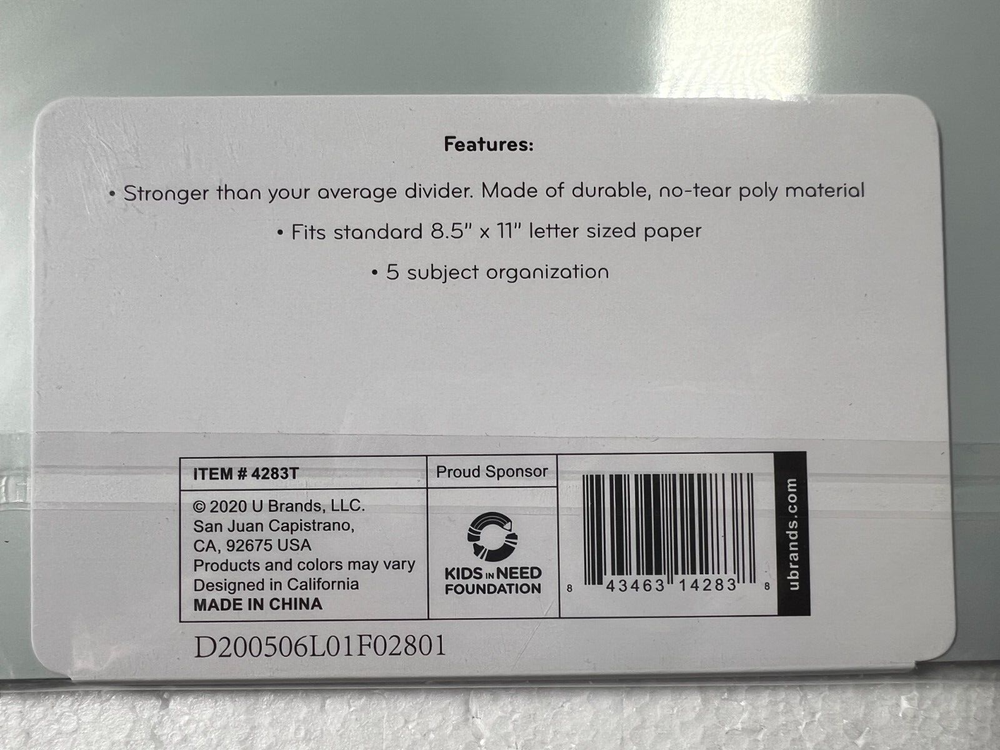 5 PACK 5ct Patterned Poly Tab Dividers Tidal Ombre TOTAL 25 FOLDER