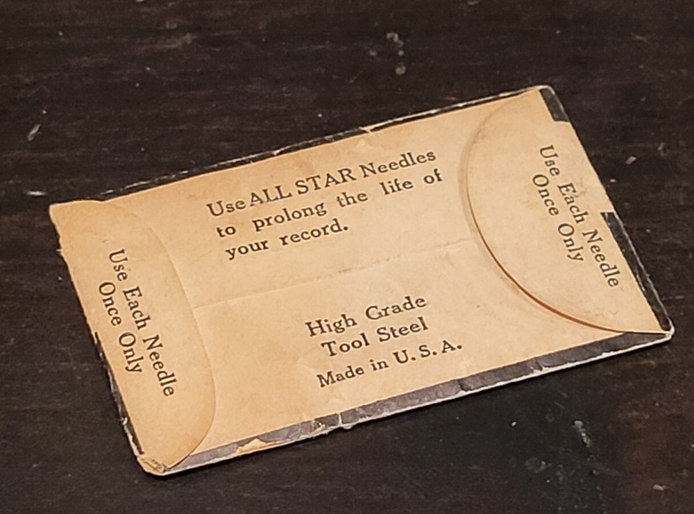 Gramophone phonograph needle packet all star steel Medium decca Empty