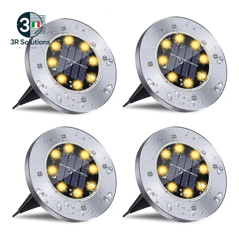 4Pcs 8LED Solar Powered Disc Light Outdoor Garden Underground Solar Light