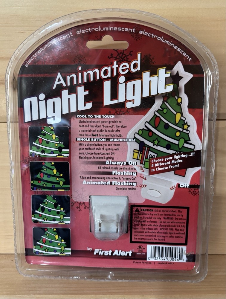 First Alert Christmas tree animated nightlight New In Package