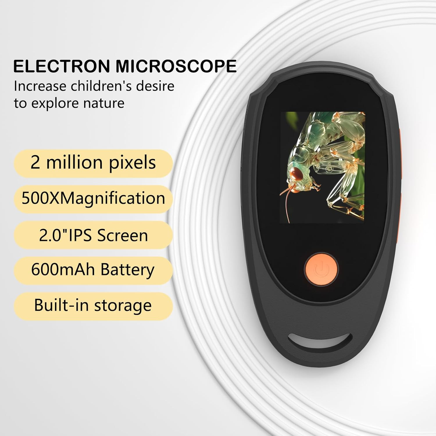 Handheld Digital Microscope with 2.0 Inch IPS Color Screen, Portable Magnifying