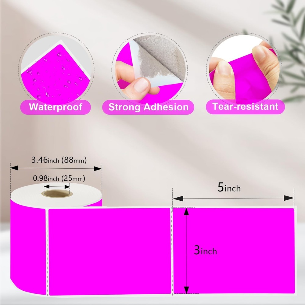 3 X 5 Inch Printable Waterproof Rectangle Color Coding Labels, 300 Per Roll A...