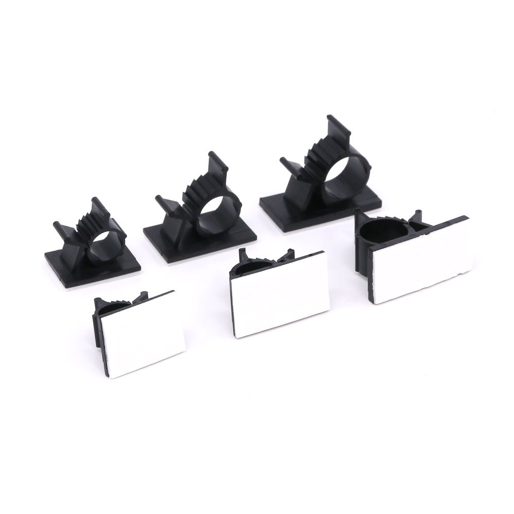 100Pcs 3 Sizes Adjustable Multipurpose Self-Adhesive Cable Clips Wire Black