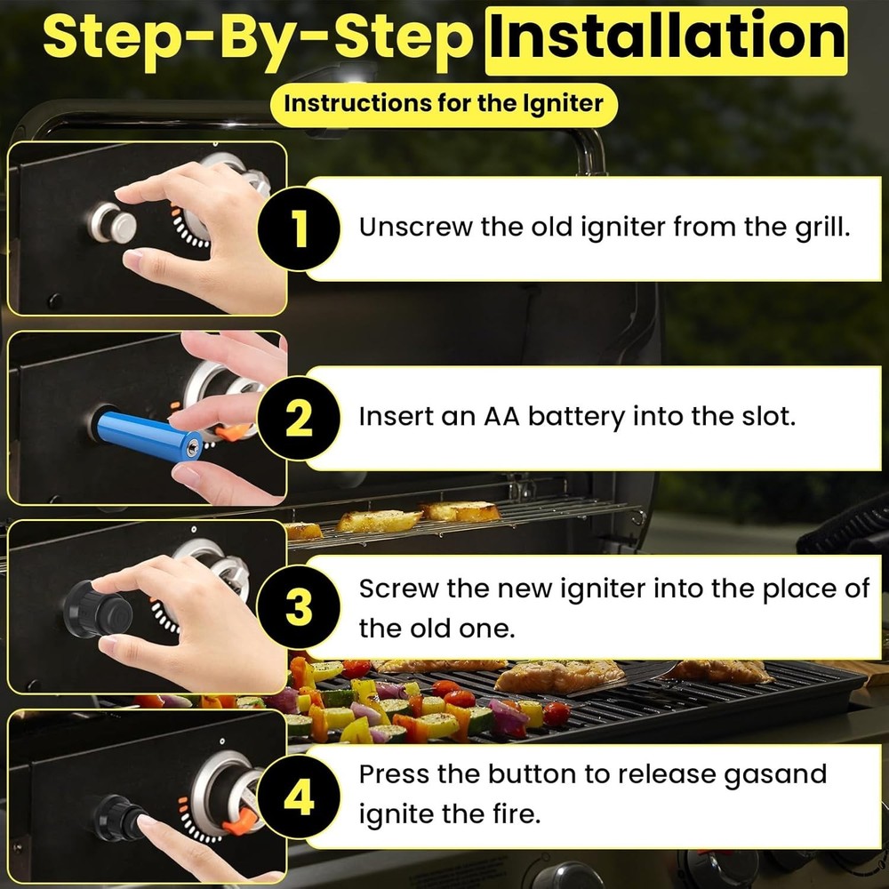 BBQ Gas Grill Spark Igniter Cap Replacement Push Button Switch for AAA Battery