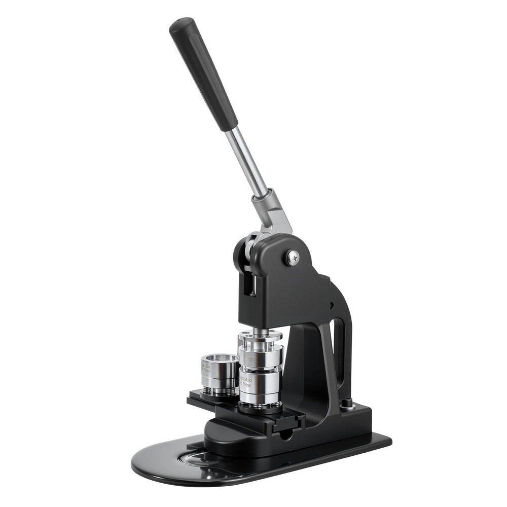 1-Inch Button Press Machine w/ 500 Button Kits, Ergo Handle, Black