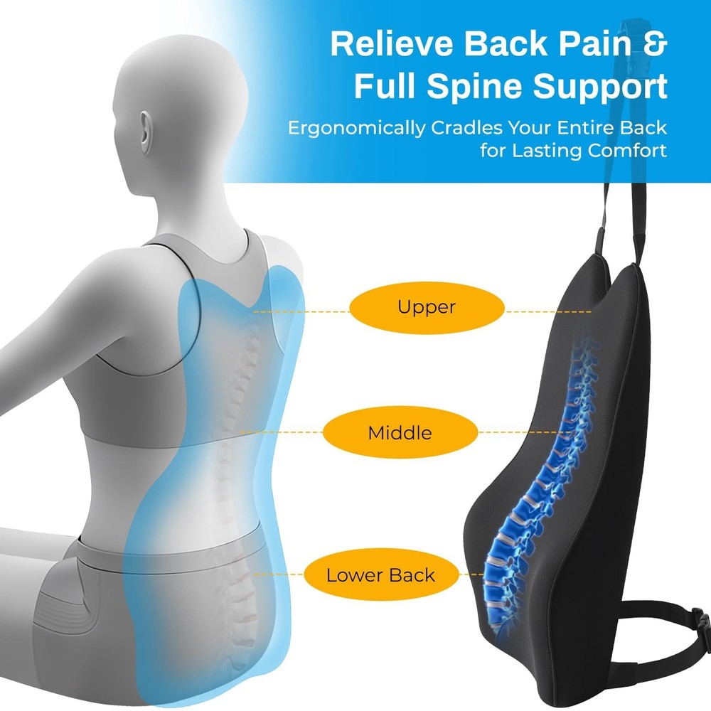 Back Support for Car - 20.9 Inch Extended Car Back Support Relieves Full Back...