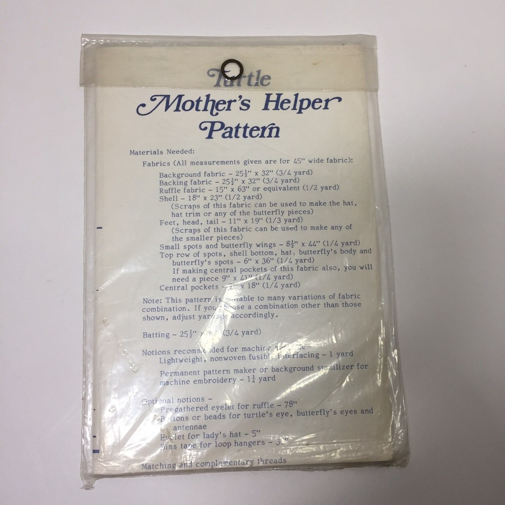 Turtle Mother's Helper Applique Patchwork Craft Pattern 34" x 26" Yours Truly