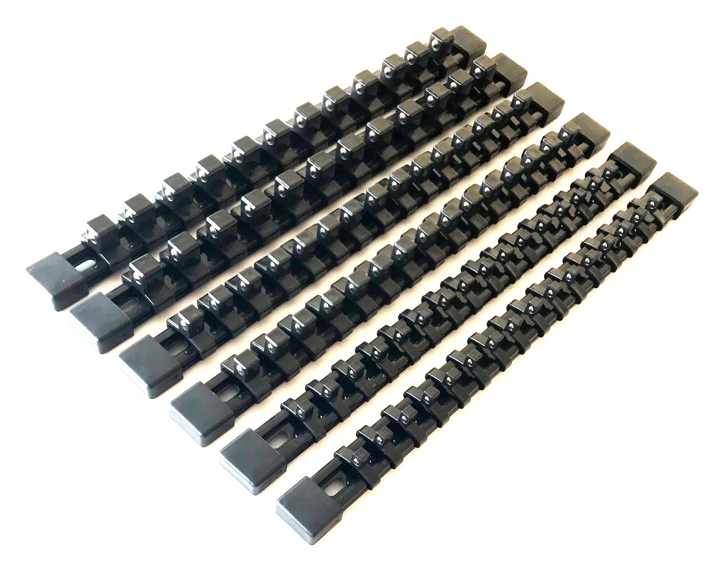 6 GOLIATH INDUSTRIAL MOUNTABLE SOCKET RAIL HOLDER ORGANIZER BLACK 1/4 3/8 1/2