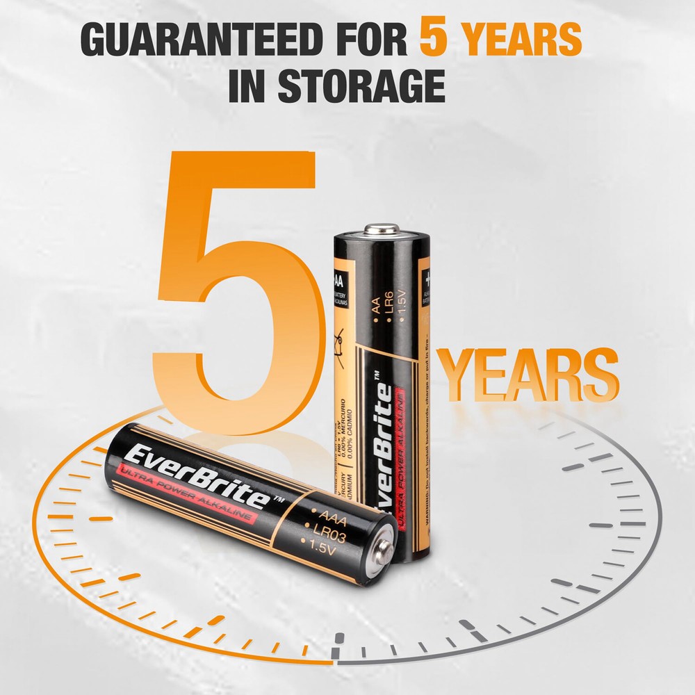 EverBrite 64PCS Alkaline Battery Pack 32PACK AAA/32PACK AA Alkaline Battery PACK