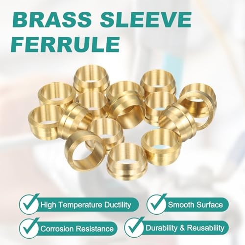 OD Tube Compression Sleeves Ferrules, 16 Pack Brass Ferrule Compression 15 mm