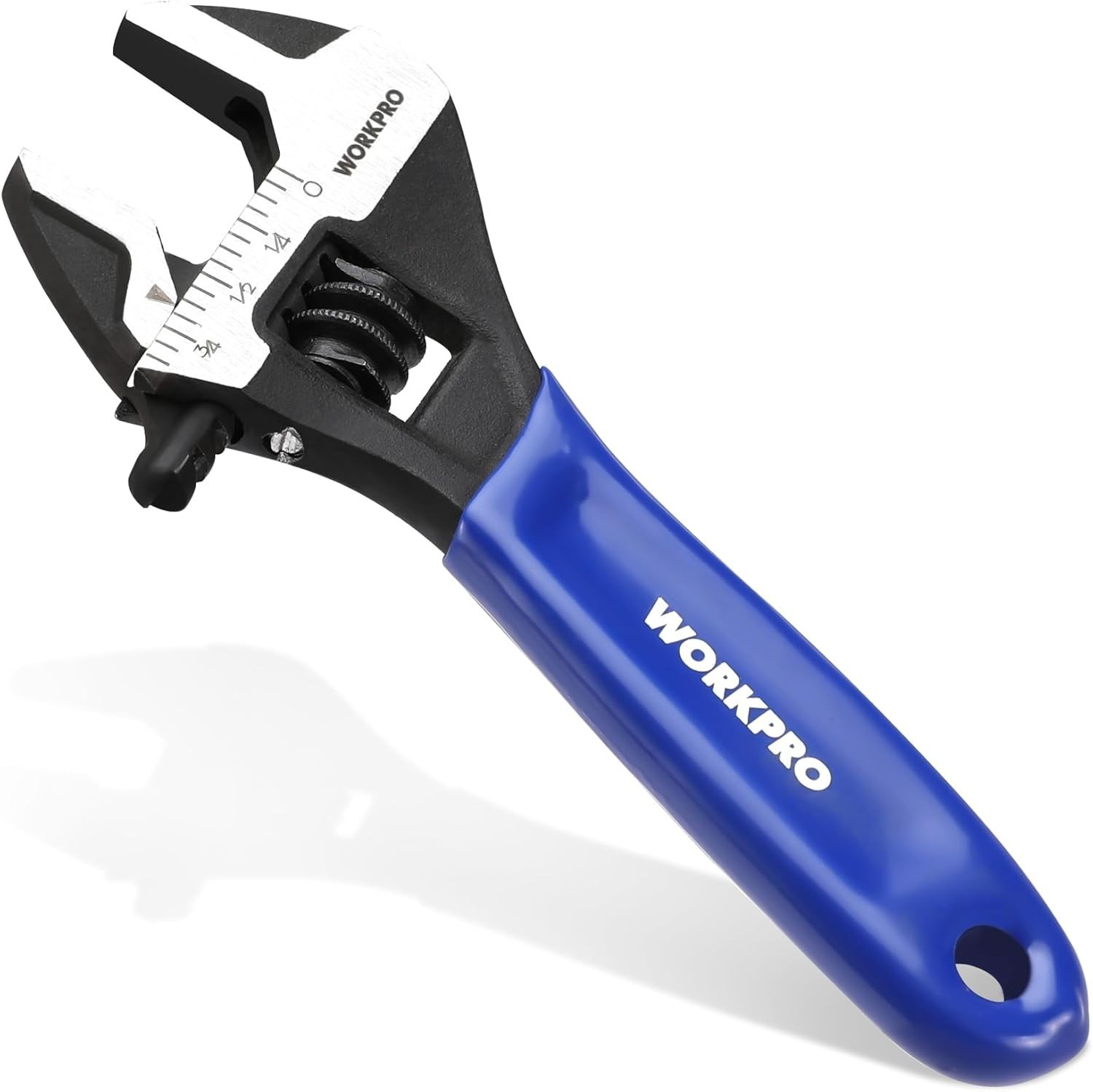 WORKPRO 4-Inch Mini Adjustable Wrench, Cr-V Steel Wide Jaw Black Oxide Wrench fo