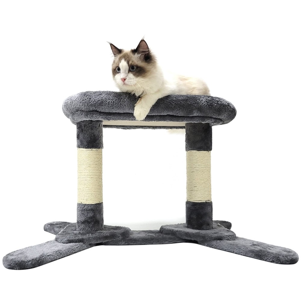 HeyKitten Elevated Cat Cushion Perch Bed with Scratching Posts Sturdy Base fo...