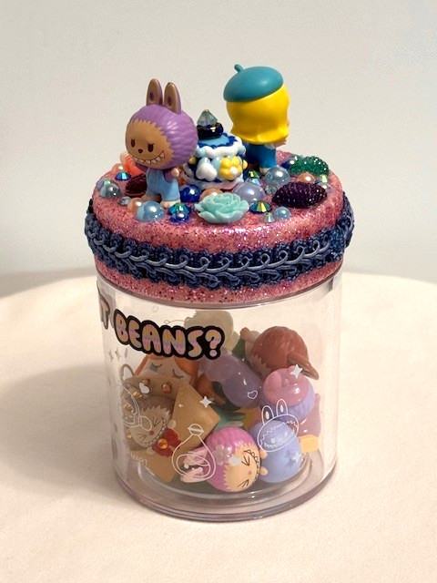 Bedazzled Pop Bean Jar: Labubu & Molly Custom Pop Mart Container