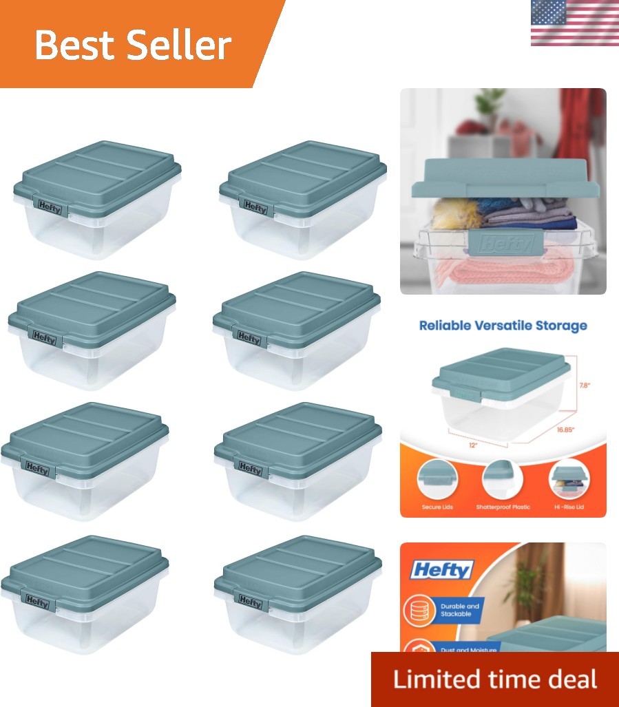 18 Quart Hi-Rise Storage Bin with Lid Stackable Plastic Container