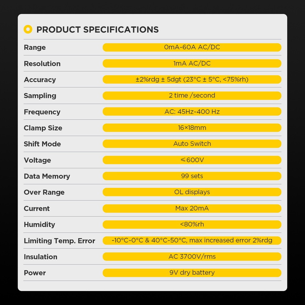 AUTOOL BT270 Handheld Digital Leakage Current Clamp AC DC Low Current Wireless