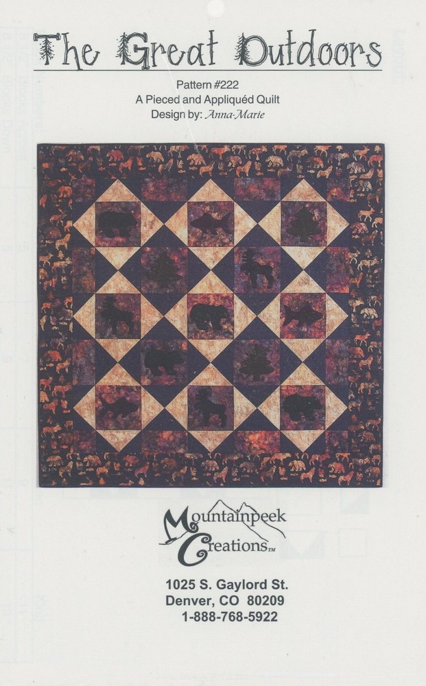 Mountainpeek Creations Great Outdoors Pieced Applique 4 sizes Quilt Pattern