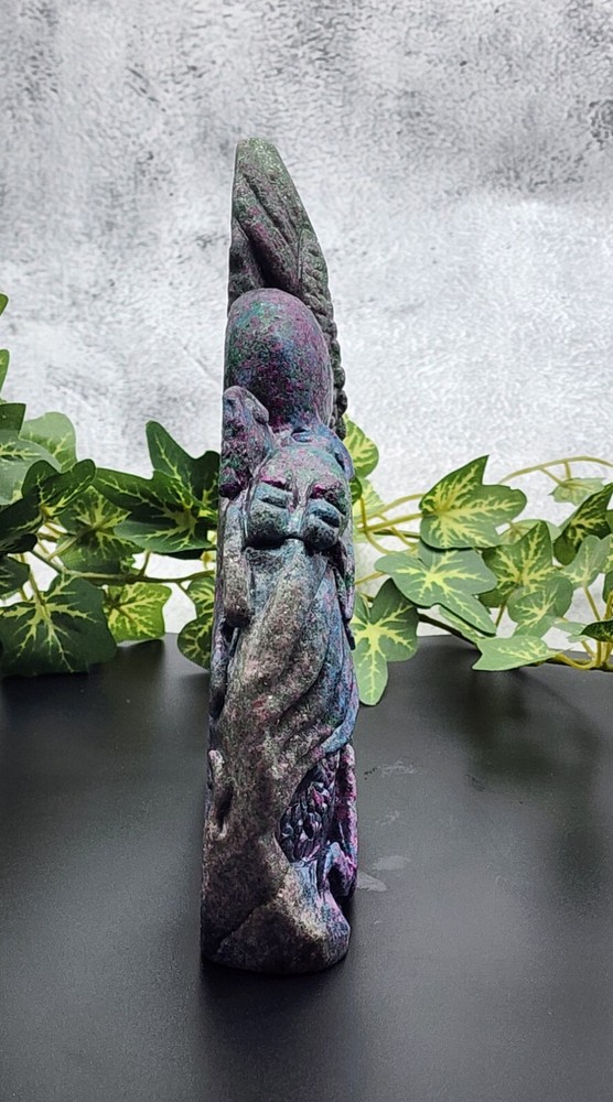 UV Reactive Ruby Kyanite Dragon, Statement Piece Ruby In Kyanite Hand-Carved